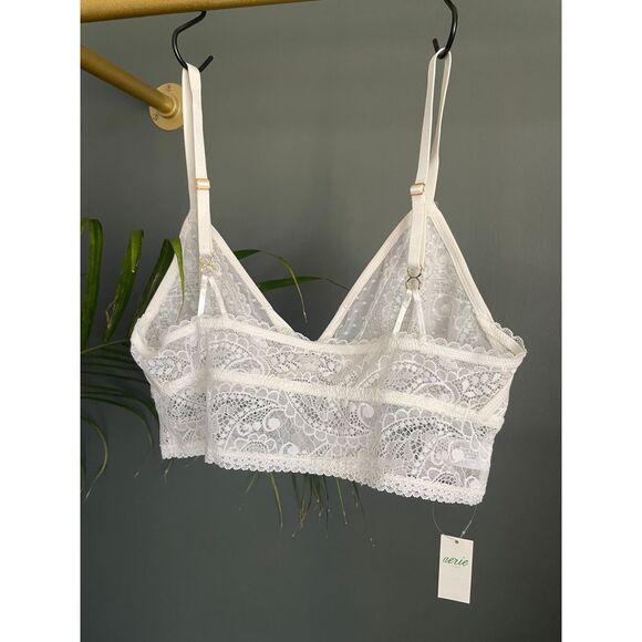 Aerie Elegant White Lace Bralette Floral Pattern Romantic Lingerie Size| L - Picture 3 of 3